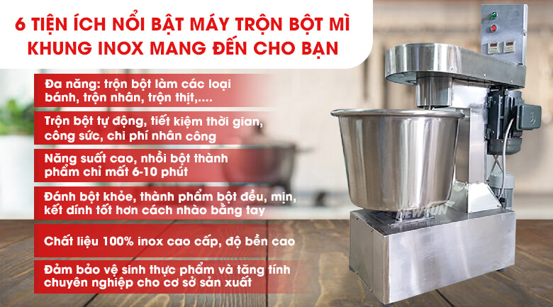 Lợi ích từ máy trộn bột mì khung inox đặt hàng theo yêu cầu