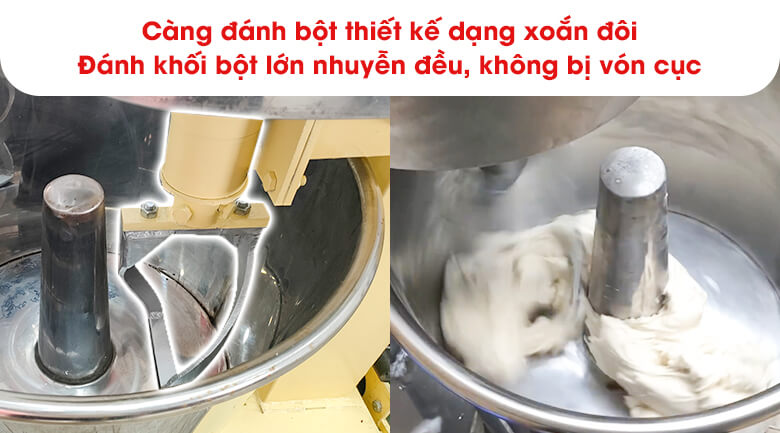 Đánh khối bột lớn nhuyễn đều, không bị vón cục