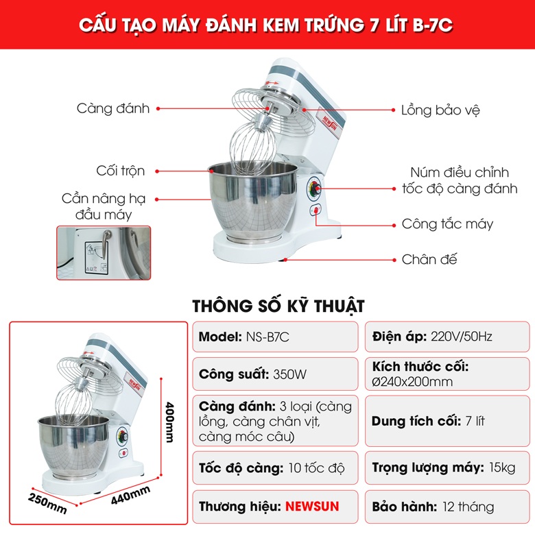 Cấu tạo máy đánh kem trứng B-7C Cấu tạo máy đánh kem trứng B-7C