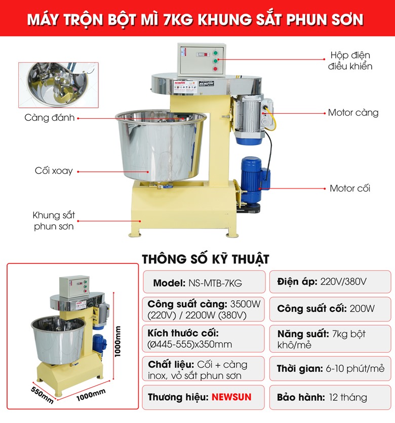 Cấu tạo máy trộn bột khung sắt phun sơn 7kg Cấu tạo máy trộn bột khung sắt phun sơn 7kg