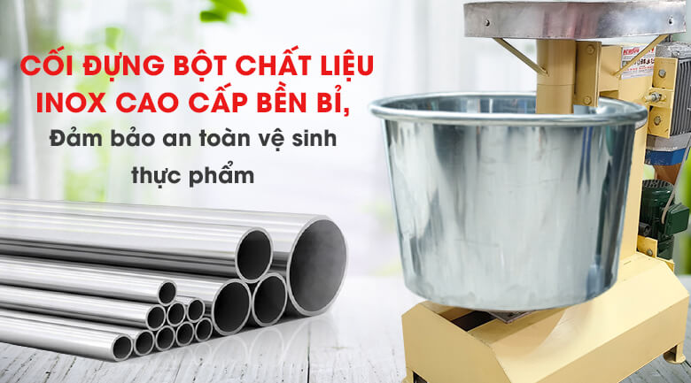 Cối đựng bột và càng đánh bột được làm từ inox 304