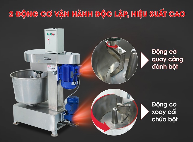 Máy trang bị 2 động cơ vận hành độc lập, hiệu suất cao