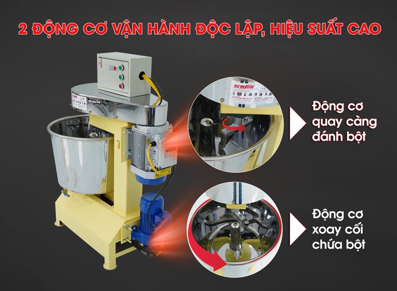 Máy trang bị 2 động cơ vận hành độc lập, hiệu suất cao