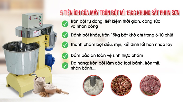 Máy trộn bột khung sắt phun sơn 15kg