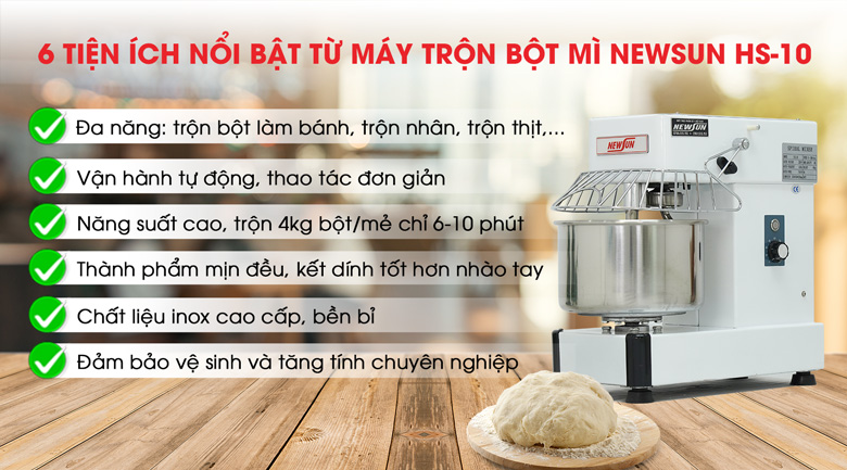 Tiện ích từ máy trộn bột mì HS-10