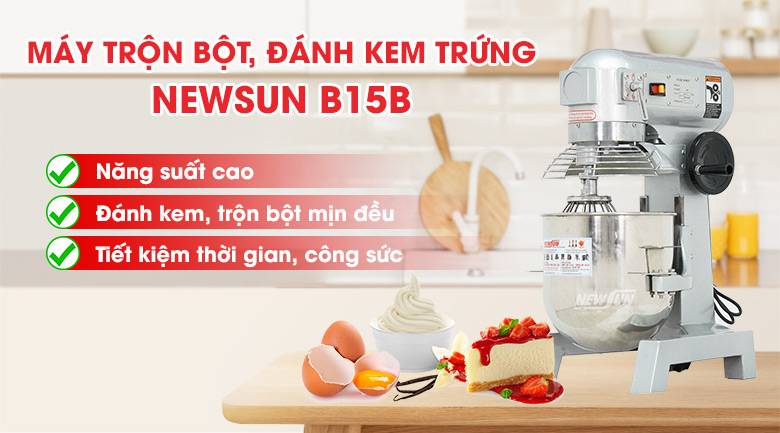 Máy trộn bột đánh kem trứng B15B NEWSUN hiệu năng cao