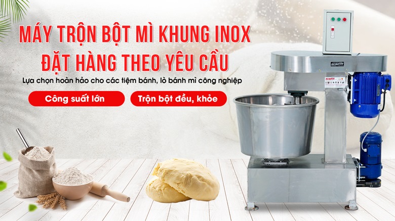 Máy trộn bột khung inox đặt hàng theo yêu cầu