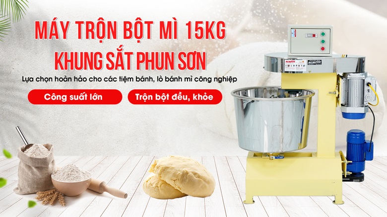 Máy trộn bột mì Việt Nam 15kg/mẻ (khung sắt phun sơn)