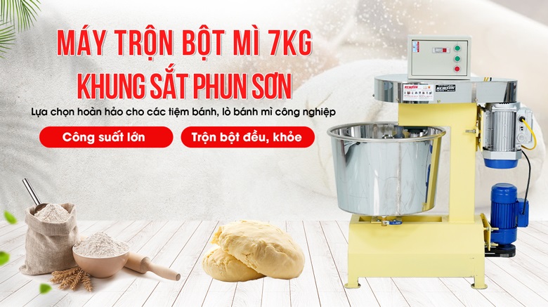 Máy trộn bột mì Việt Nam 7kg/mẻ (khung sắt phun sơn) Máy trộn bột mì Việt Nam 7kg/mẻ (khung sắt phun sơn)