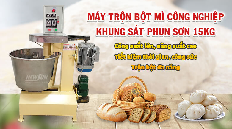 Máy trộn bột mì Việt Nam 15kg/mẻ (khung sắt phun sơn)