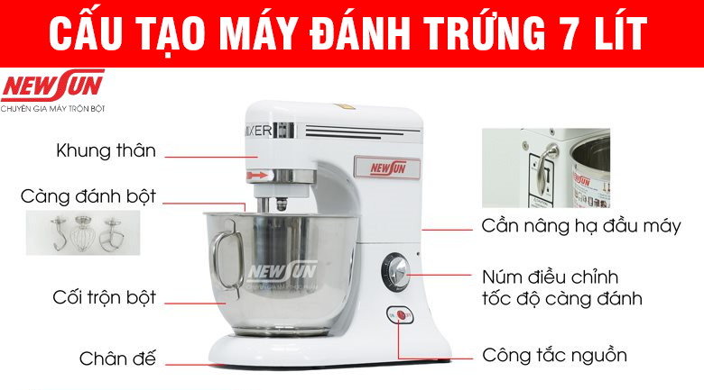 Máy đánh kem trứng 7 lít