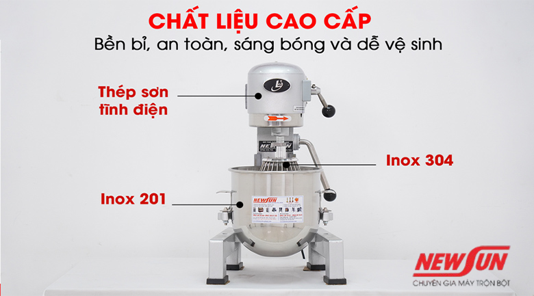 Máy trộn bột mì có chất liệu cao cấp, dễ vệ sinh