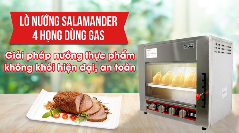 Lò nướng Salamander 4 họng chạy gas