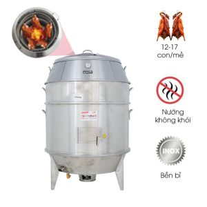 Lu quay gà vịt inox phi 100cm dùng than LQVT100