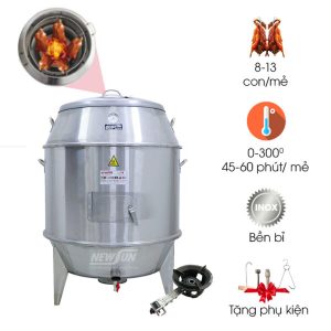 Lu quay gà vịt inox phi 80cm dùng gas LQVG80