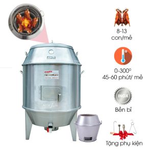 Lu quay gà vịt inox phi 80cm dùng than LQVT80