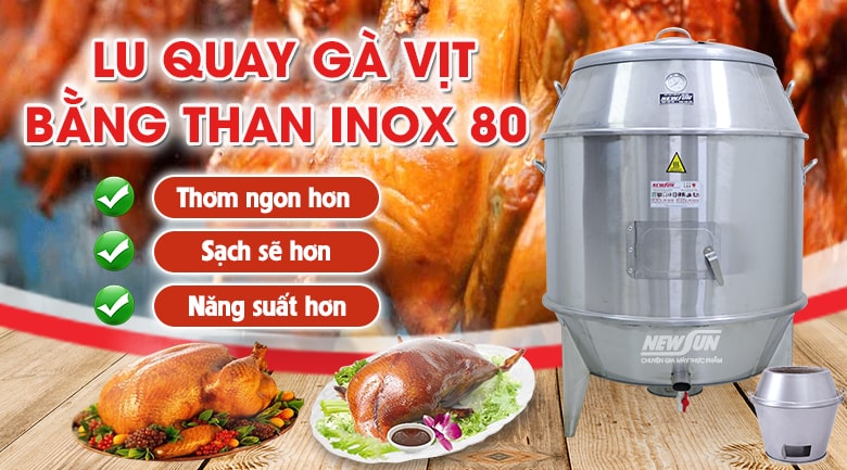 Lò quay gà vịt bằng than phi 80