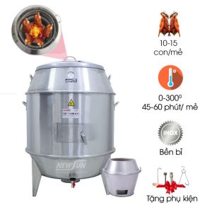 Lu quay gà vịt inox phi 90cm dùng than LQVT90