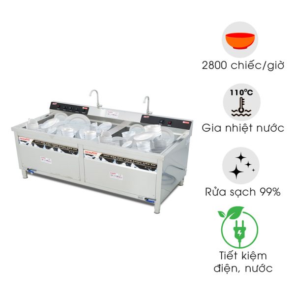 Máy rửa bát chén siêu âm chậu đôi WDJ-2000SS