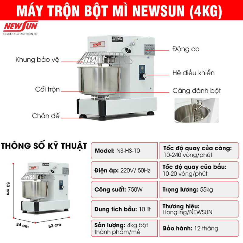 Hướng dẫn chi tiết cách sử dụng máy trộn bột mì 4kg