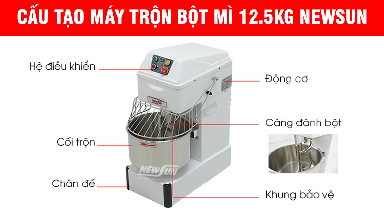 Cấu tạo máy trộn bột mì 12.5kg