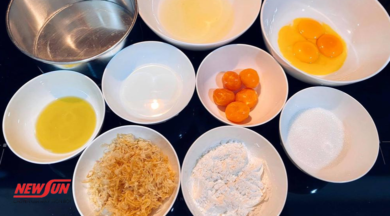 hướng dẫn làm bánh bông lan trứng muối, nguyên liệu