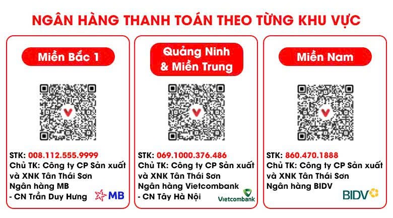 Thanh toán theo từng số tài khoản ngân hàng thuộc 3 khu vực Thanh toán theo từng số tài khoản ngân hàng thuộc 3 khu vực