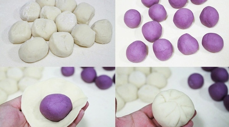 bánh bao khoai lang, nặn bánh