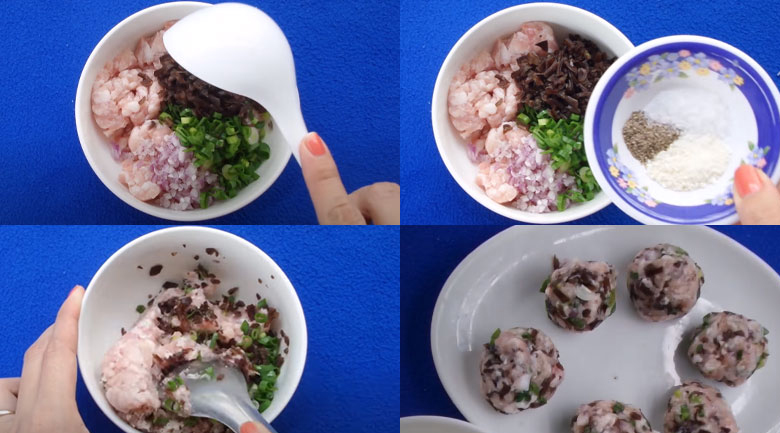 bánh bao thịt nướng, trộn nhân